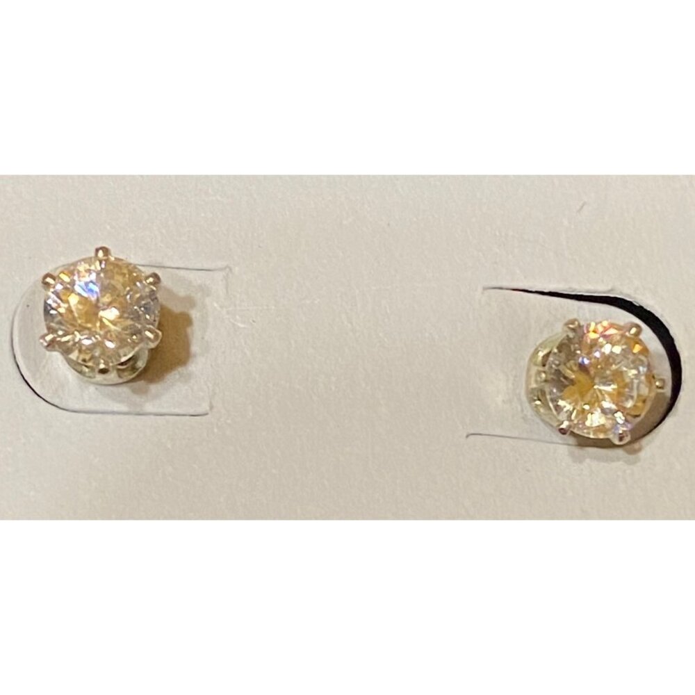 5mm x 5mm Sterling Silver 925 CZ Stud Earrings 6-Prong Setting Vintage Style Jew